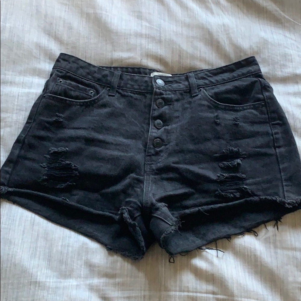 black denim shorts
